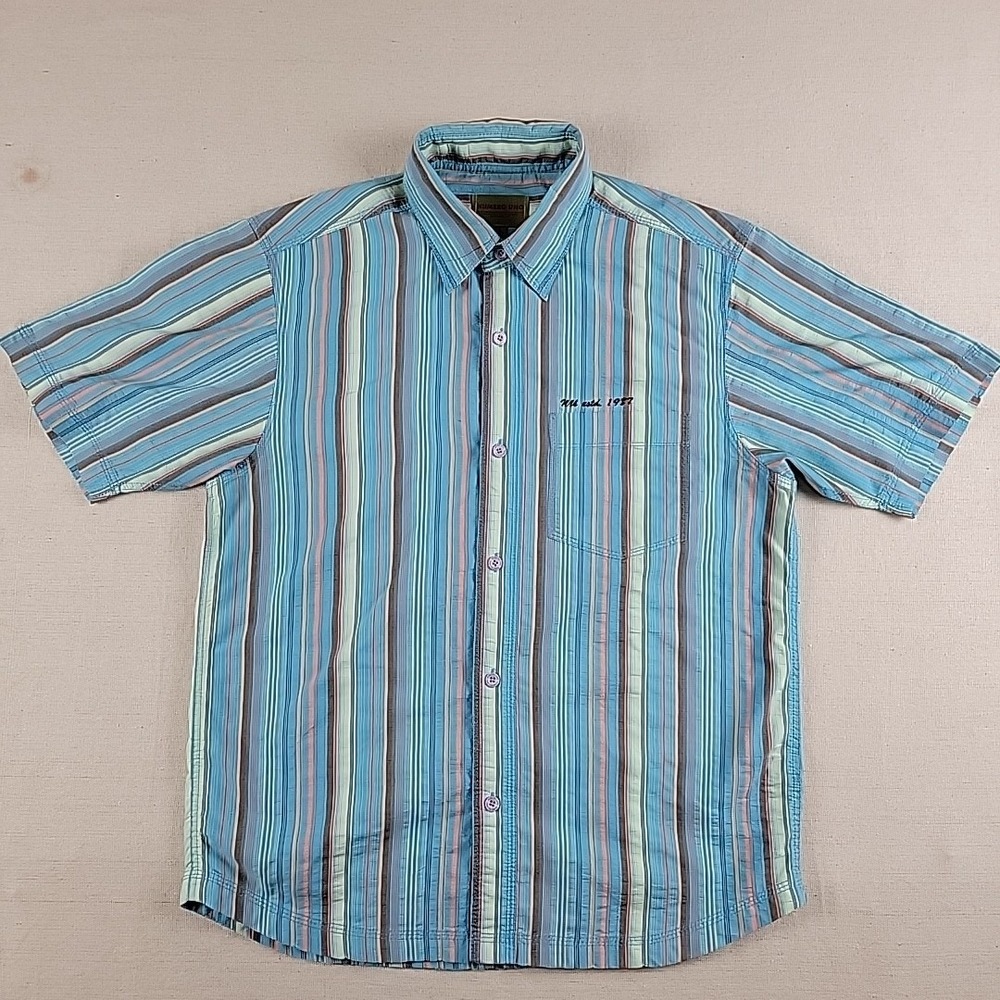 Vintage Numero Uno Striped Button Up Shirt 1987 Cotton Short Sleeve Medium